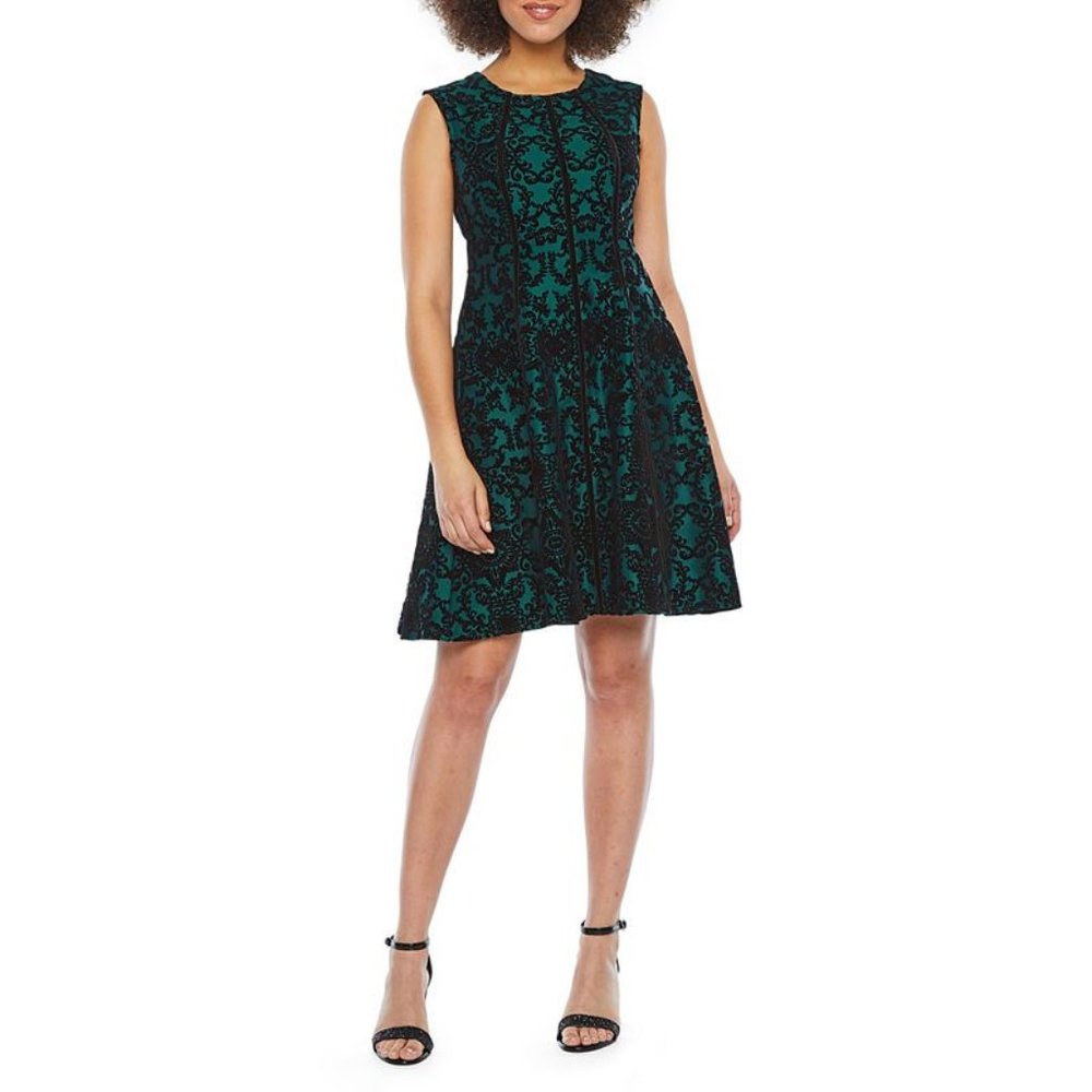 Gorgeous green and black brocade / damask dress